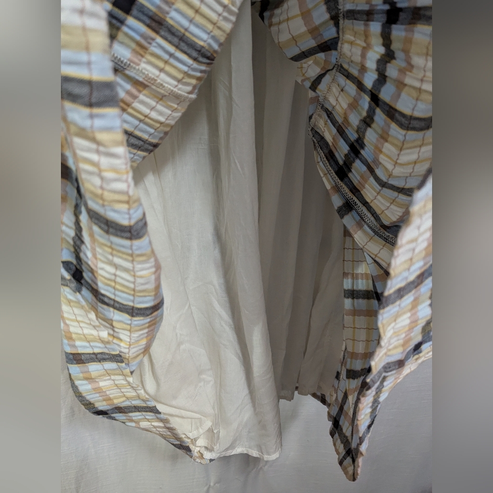 Anthropologie Plaid Gathered Button Front Long Lined A-line Dress L - Picture 4 of 7